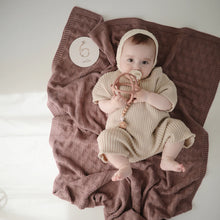 Knitted Honeycomb Baby Blanket - Desert Rose
