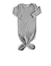 RIBBED KNOTTED BABY GOWN UNIPUSSI - GRAY MELANGE